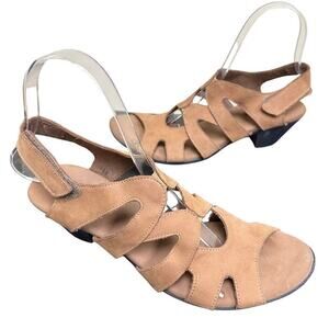 Sesto Meucci Size 7N Philys Viso Nubuck Leather Slip On Slingback Sandals Tan